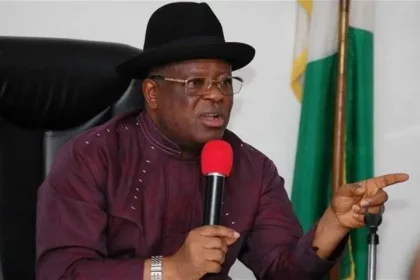 Senator David Umahi, has denied a report by an online newspaper claiming that he authorised the payment of N9.3bn meant for road construction to a Mirco-Finance Bank.