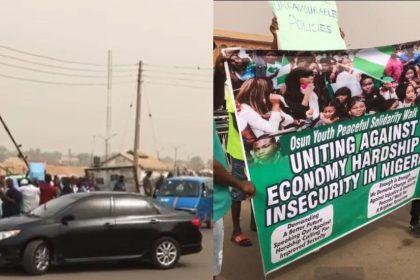 Residents of Osogbo in Osun State have taken to the streets of the state capital to protest against economic hardship and insecurity in Nigeria.