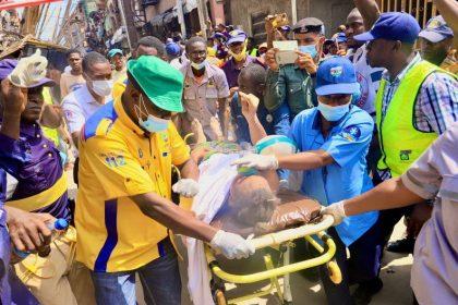 Ten people have been rescued as a four-storey building collapsed at No. 15, Iga Idunganran, on Lagos Island area of Lagos