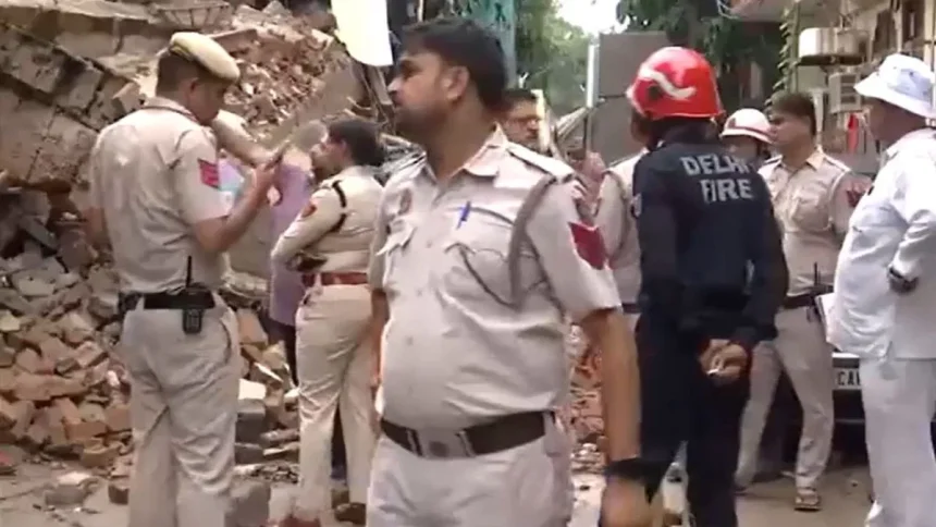 Two-Storey Banquet Hall Collapses in Delhi’s Model Town After Heavy Rains