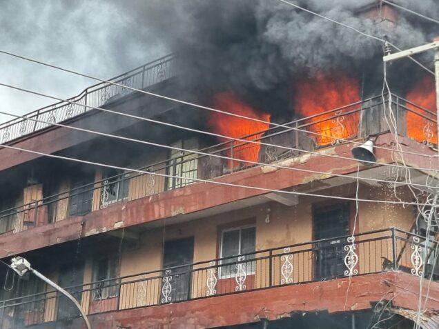 On Sunday, a fire broke out at a two-storey building located at 14 Oko Baba Street, off Ibadan Street, in the Ebute-Metta area of Lagos State, causing significant property damage