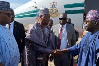 President Ahmed Bola Tinubu has arrived in Maiduguri to express condolences to the government and people of Borno State following the devastating Alau Dam flood.