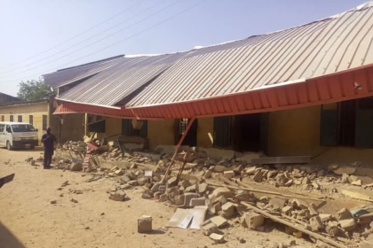 A building housing classroom blocks at Government Girls Science and Technical College, Potiskum, Yobe State, collapsed during class hours.