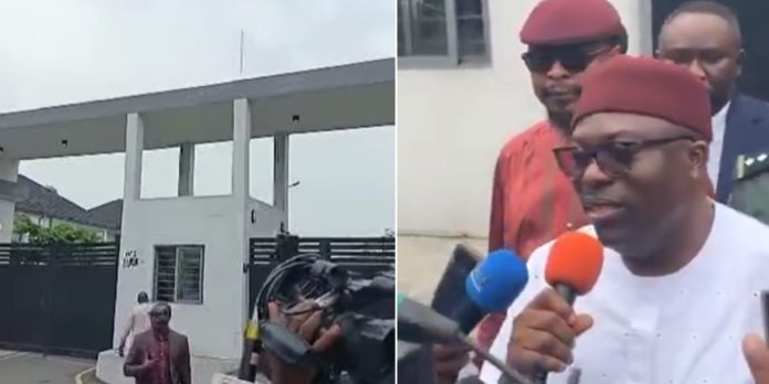 Governor Similanayi Fubara of Rivers State has been locked out from the Port Harcourt Aba road temporal Rivers State House of Assembly Complex where he was to present the 2025 budget.